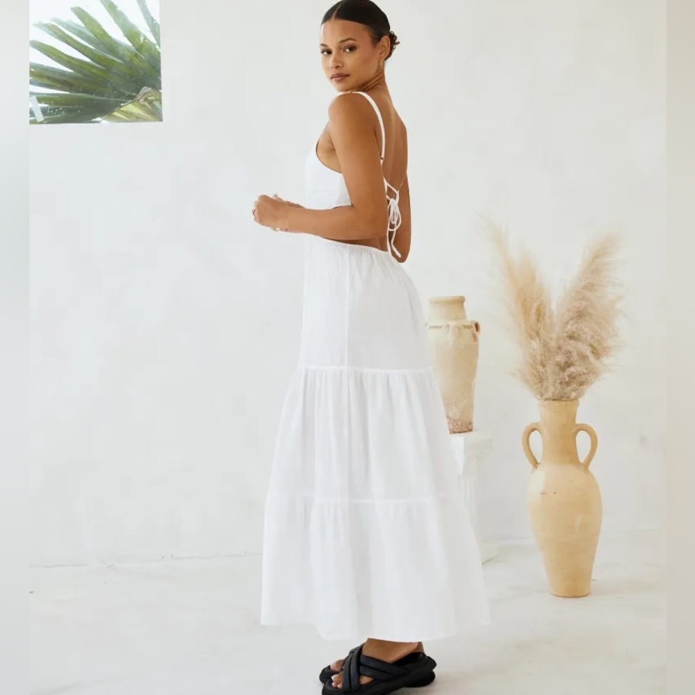 Blanco By Nature White Cutout Maxi Dress – Size M – Made in Peru